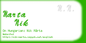 marta nik business card